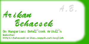 arikan behacsek business card